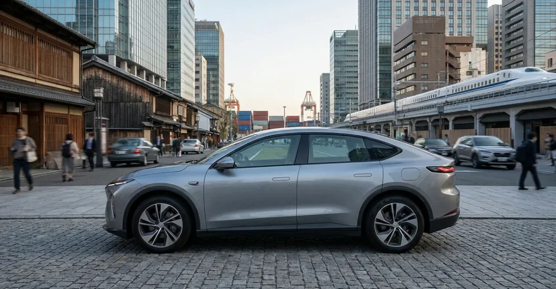 Honda Insight EV vendido no Japão, destacando a estratégia da marca de comercializar um carro feito na China no mercado japonês.